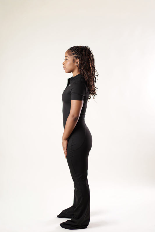 The Daily Flare Leg Bodysuit - Full Length - Black