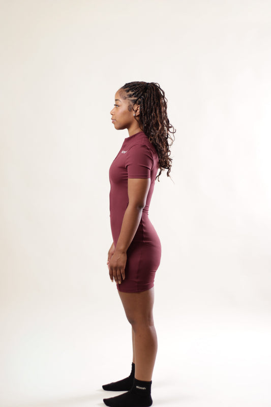 The Daily Short Length Bodysuit - Burgundy